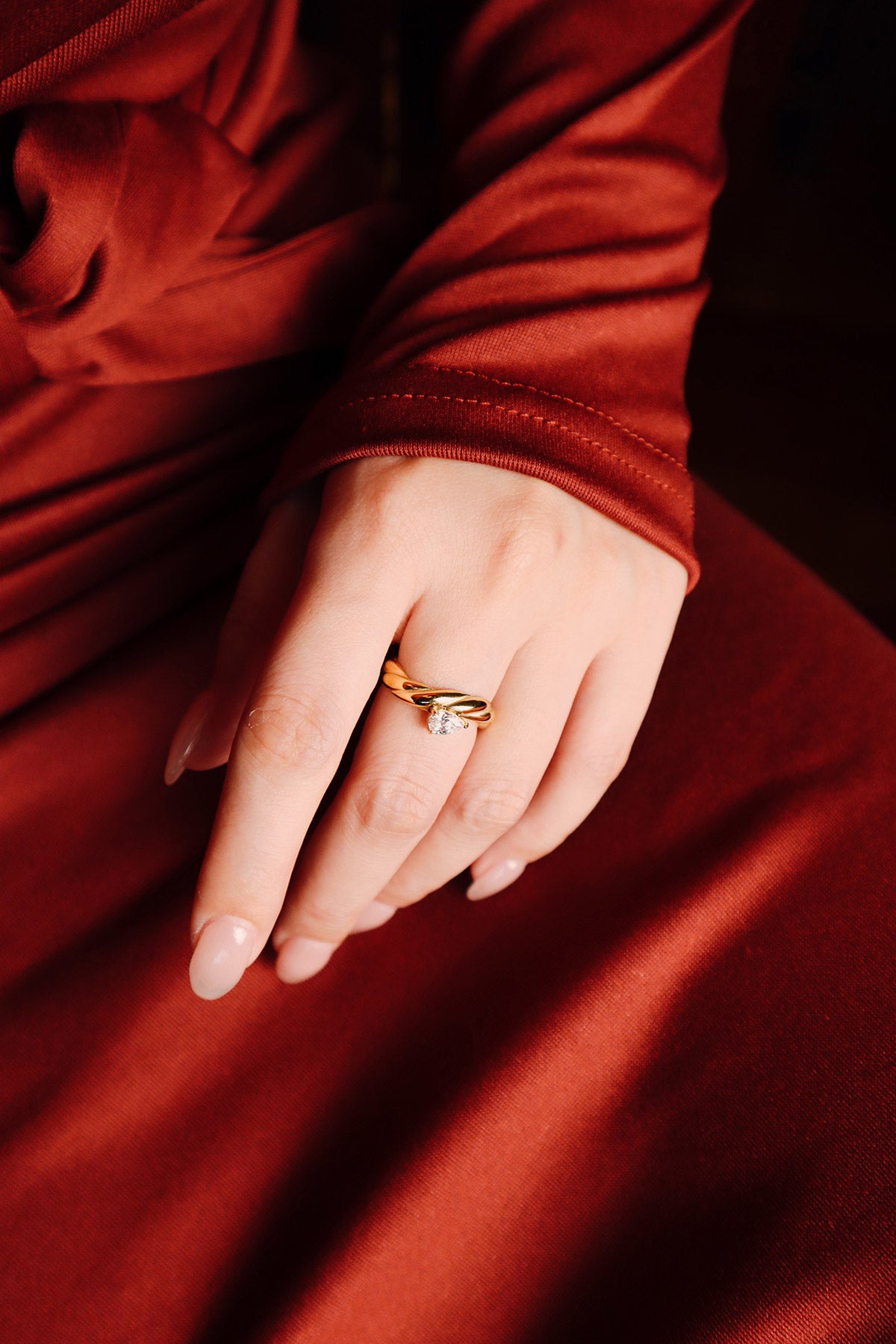Colette Wave Pear CZ Ring
