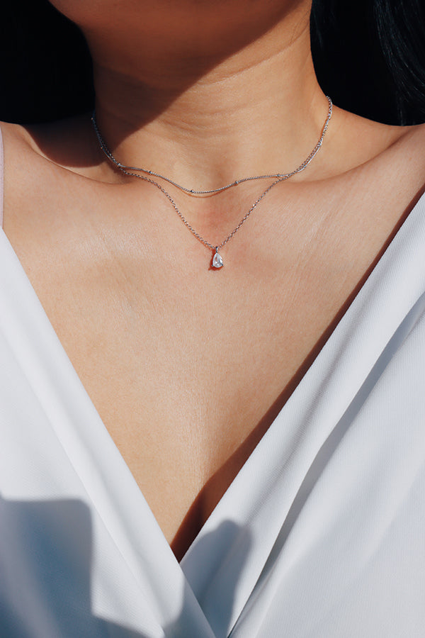 Silver Dewlight Necklace Duo