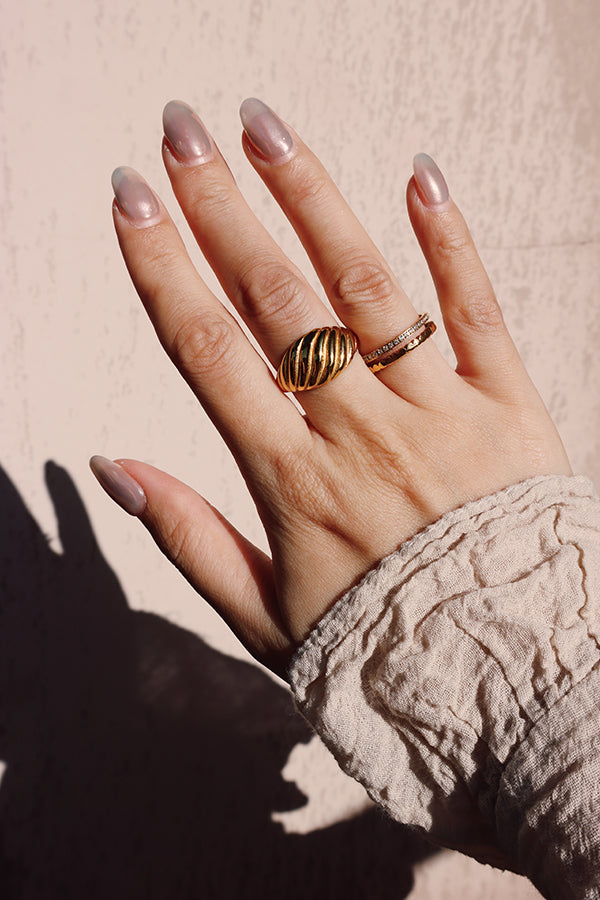 Croissant Sparkle Ring Set