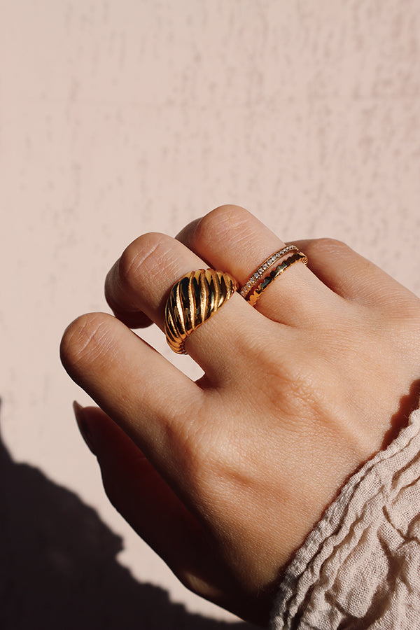 Croissant Sparkle Ring Set