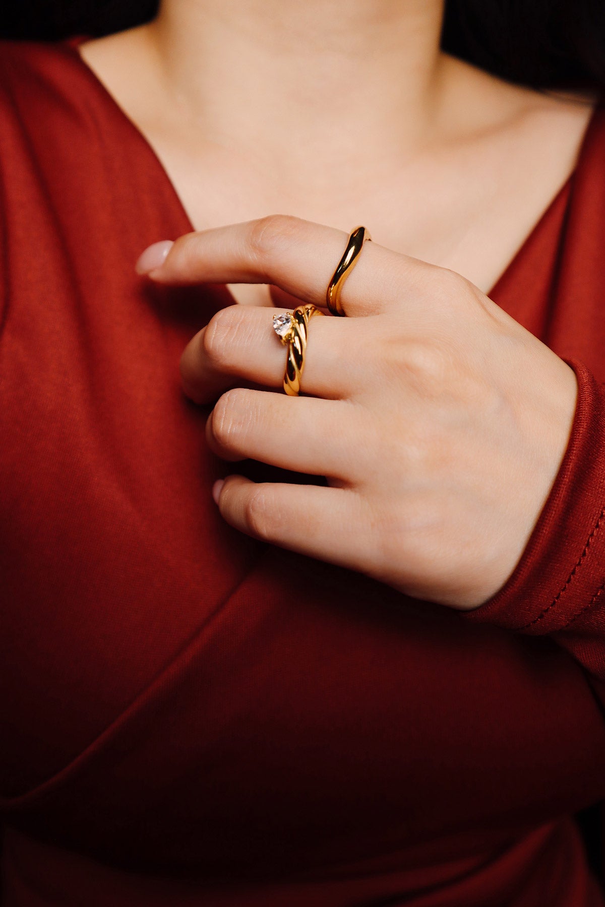 Colette Wave Pear CZ Ring