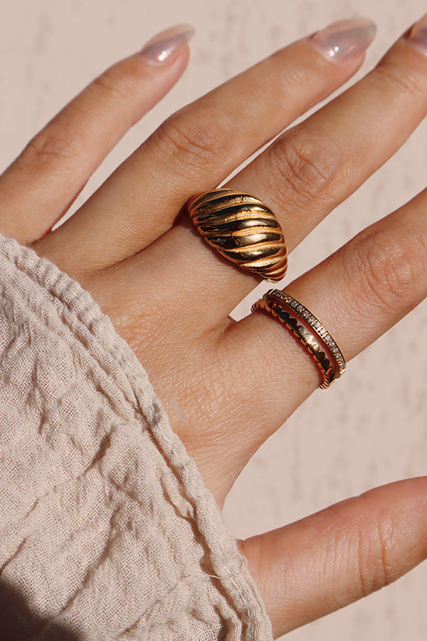 Croissant Sparkle Ring Set
