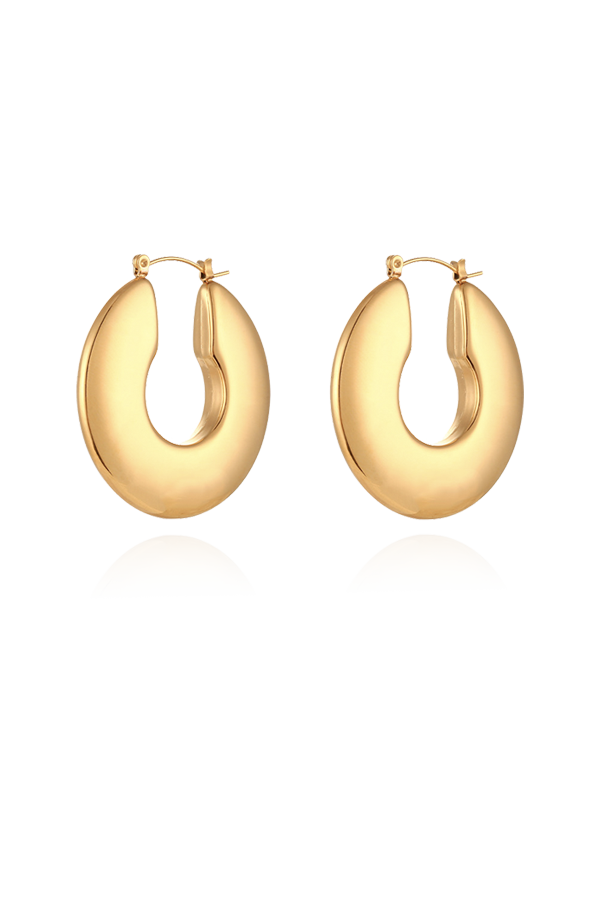 Fashion gold hoops with white background