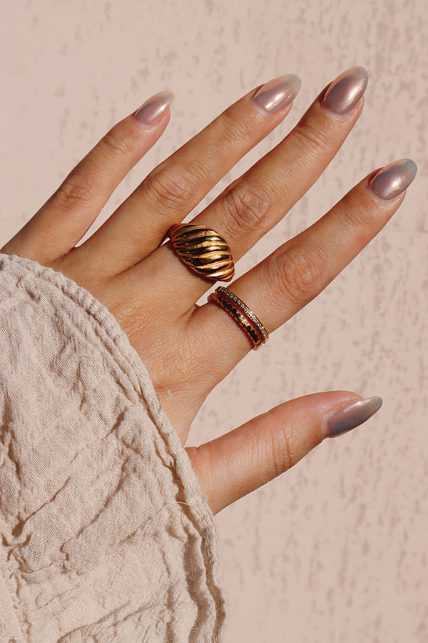 Croissant Sparkle Ring Set