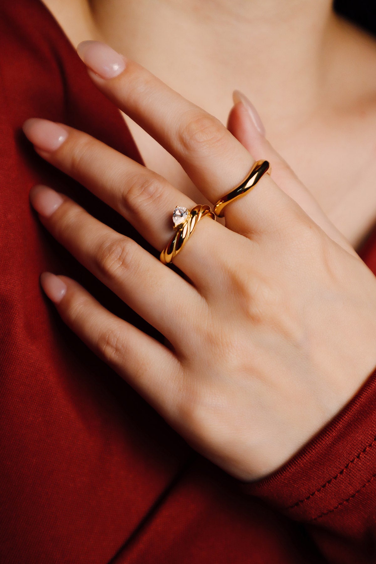 Colette Wave Pear CZ Ring