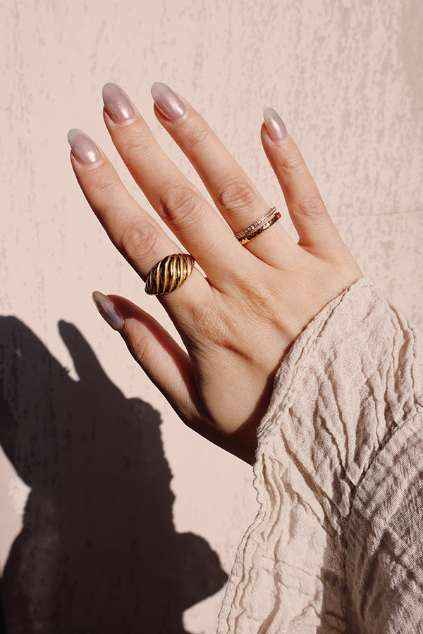 Croissant Sparkle Ring Set