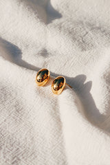 A pair of stunning gold studs shining under the sun