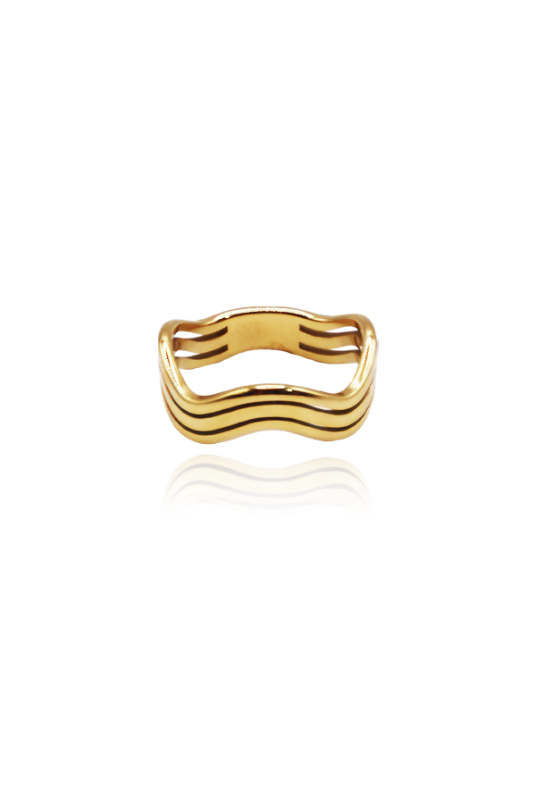 Close up stainless steel plated real gold ring