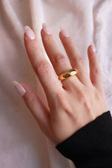 Stainless steel waterproof chunky gold ring