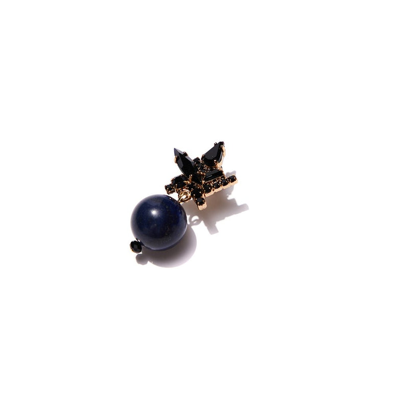 Single lapis lazuli earring with glass stone attached