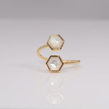 Handmade duo hexagon mother of pearl stack ring