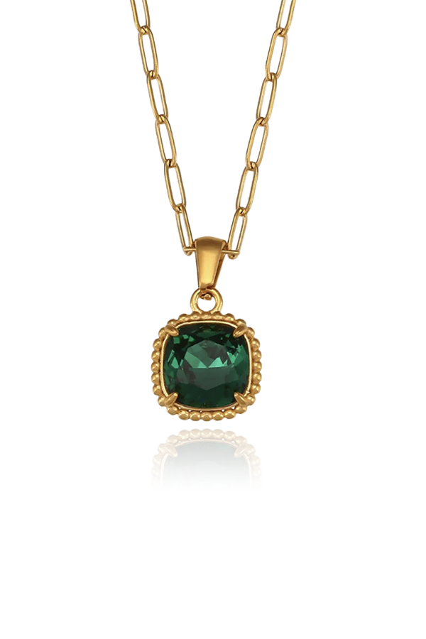 Green CZ vintage necklace for woman