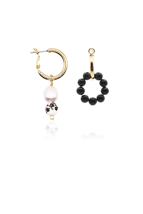 Beads onyx earrings