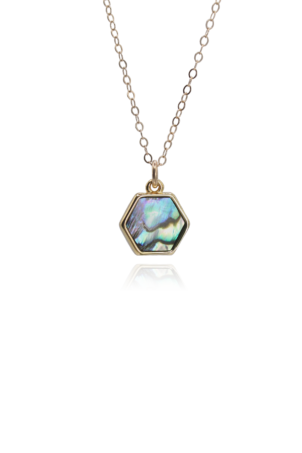 Shiny hexagon abalone necklace