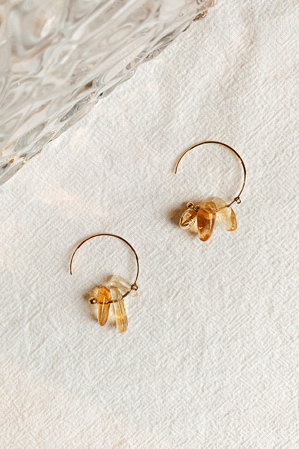 Yellow crystal hoops handmade in Korea