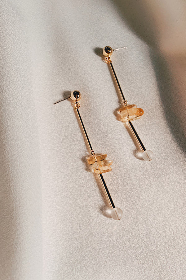 Yellow crystal earrings from Korea