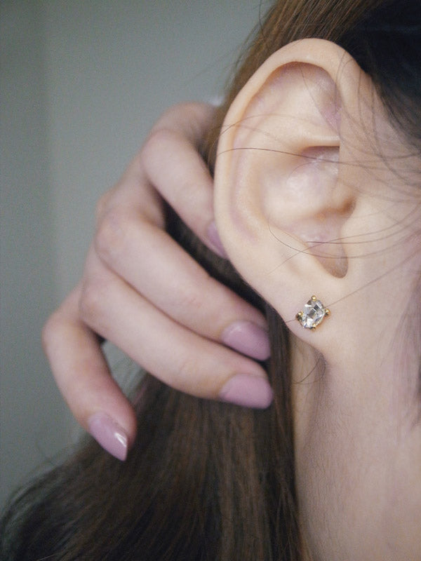 Handmade bitsy dainty raw diamond studs 