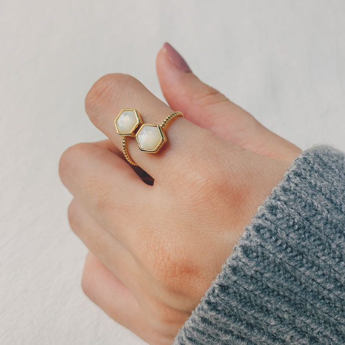 Mother of pearl stack ring handmade in USA