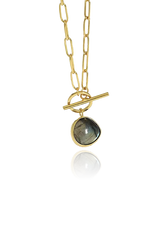 Labradorite necklace with white background