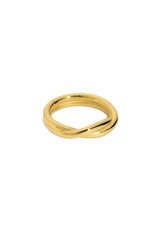 Entwined gold ring with white background