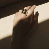Hand model wearing Sonya ring under sunlight