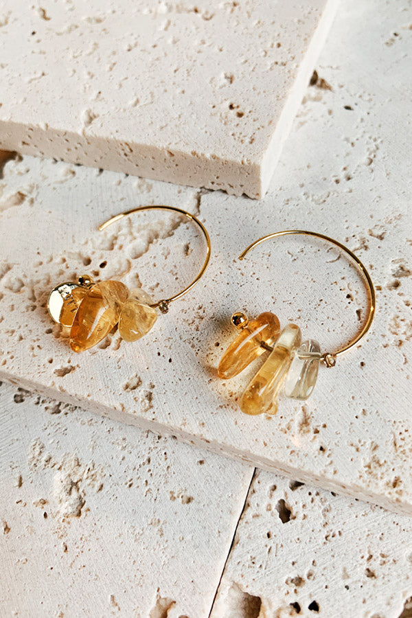 Pair of handmade crystal hoops