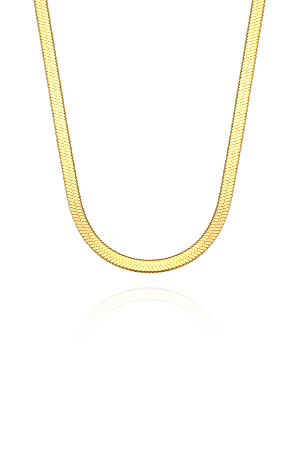 Snake chain necklace with white background