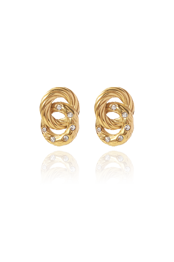Linked circle earrings with white background