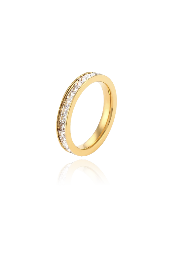 Cubic Zirconia shining ring with white background