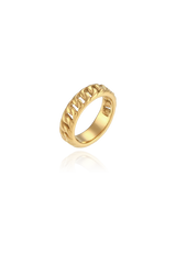 Gold chain ring with white background