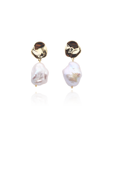 A pair of gold and pearl earrings 