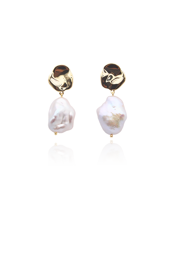 A pair of gold and pearl earrings 