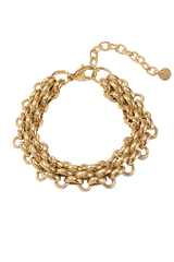 Gold plated layered bracelet with white background