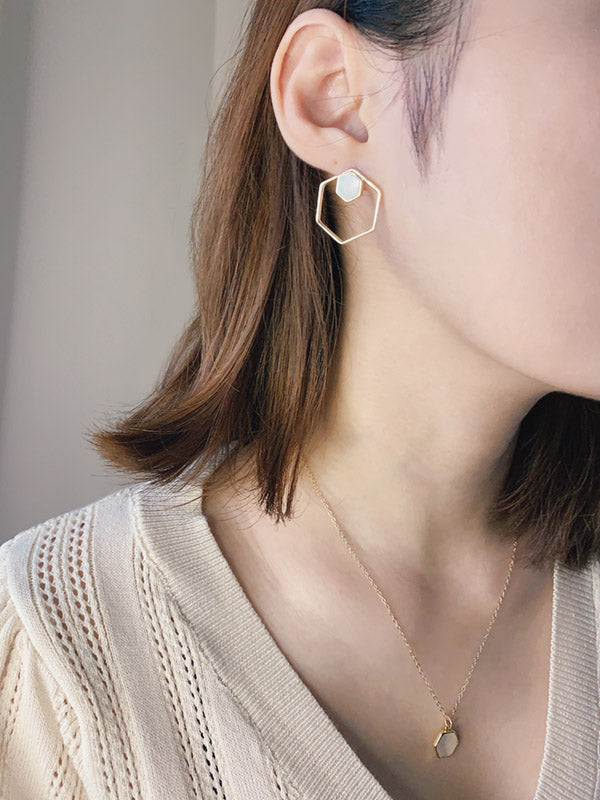 USA Handmade hexagon mother of pearl hoops
