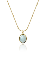 Aquamarine necklace with white background
