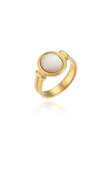 Mother of pearl gold ring with white background