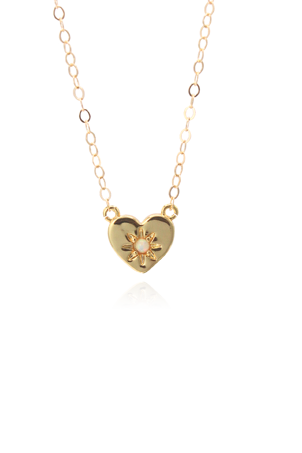 Gold opal coeur necklace