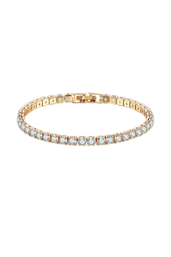 Rhinestone tennis bracelet with white background