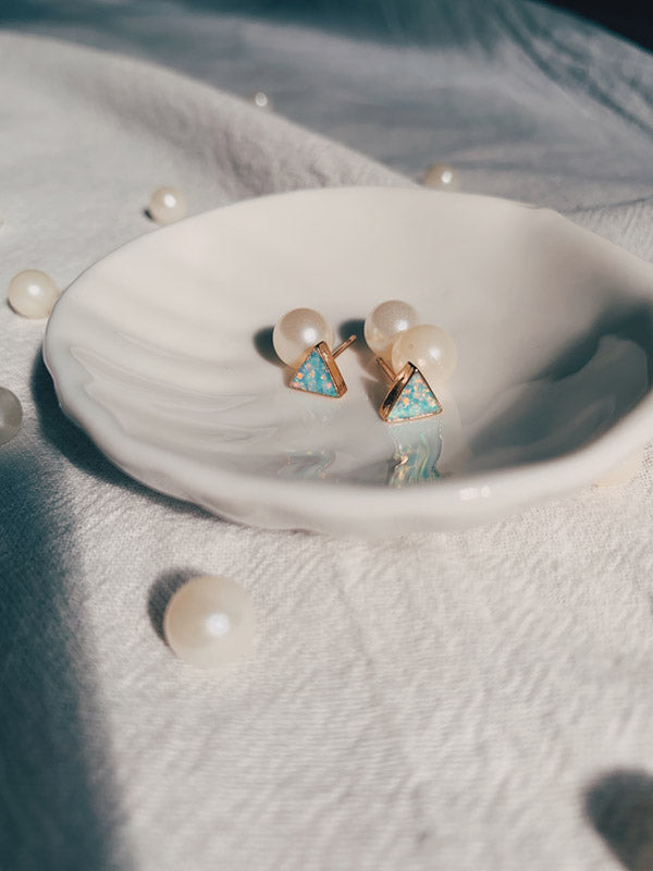 Opal triangle studs on holder from USA