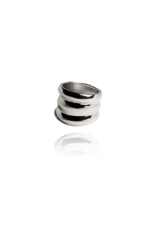 Sonya layered silver ring for product display