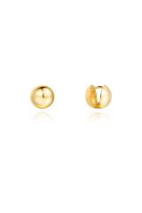 Product display of a pair of gold ball earrings