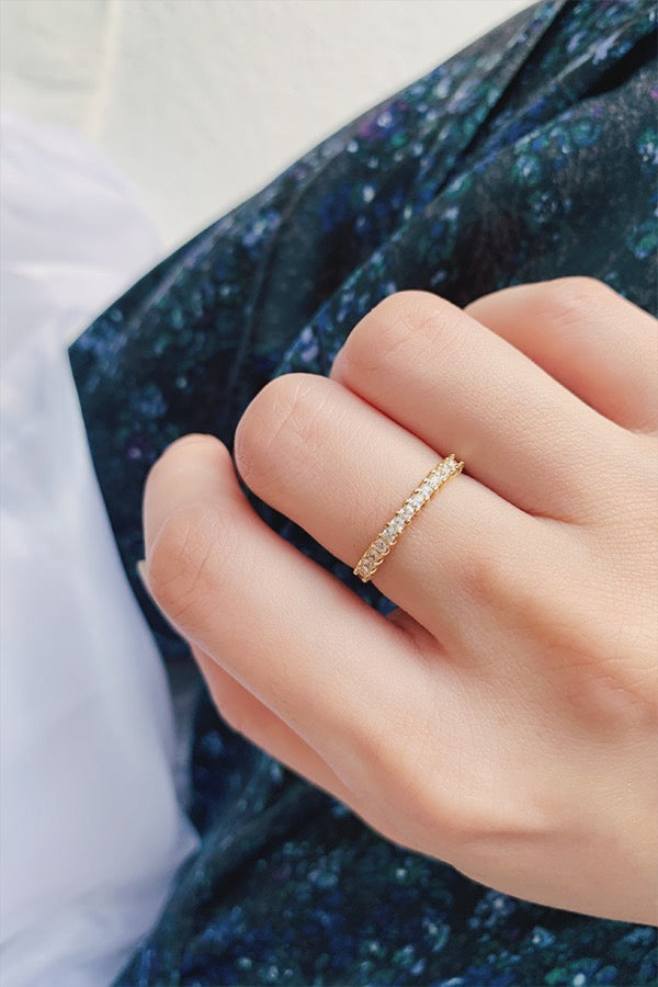 Topaz gold ring on middle finger by SH & Co. Jewelry