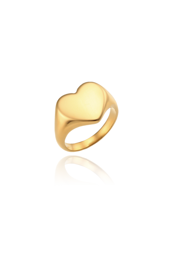 Glossy heart shaped ring with white background