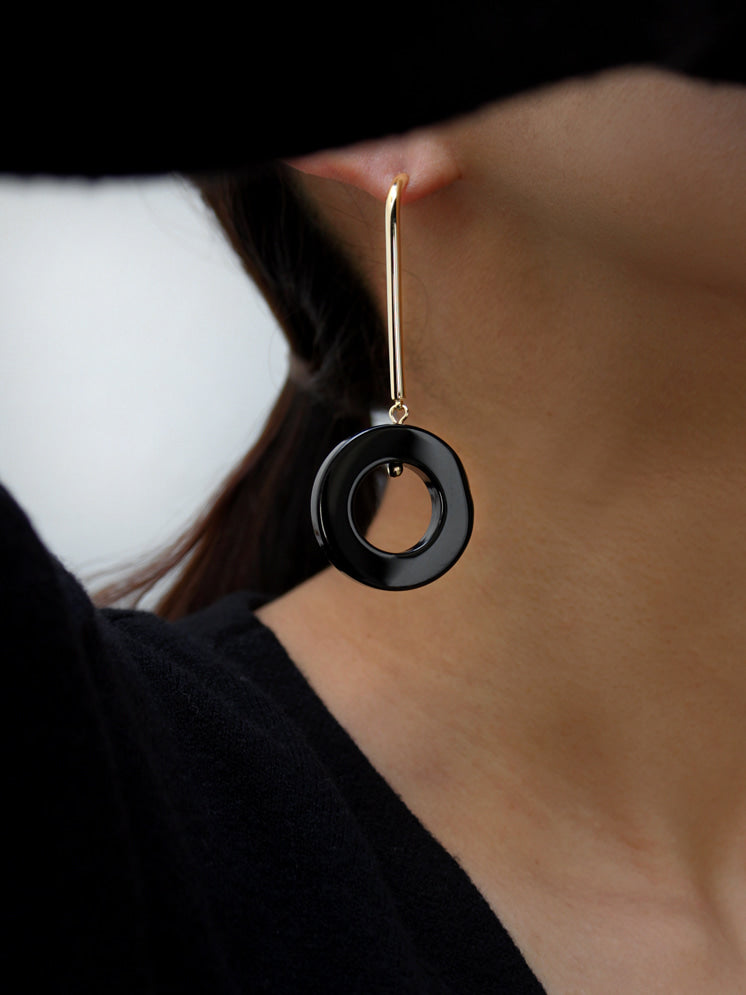 Beautiful black onyx circle drop earrings