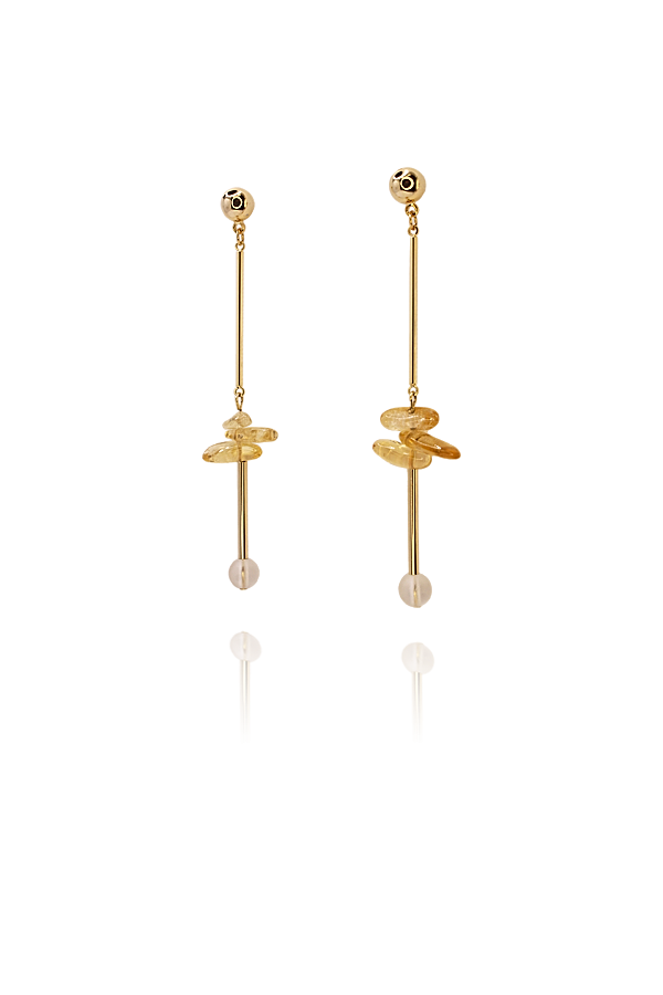Delicate yellow crystal earrings for product display from SH & Co. Jewelry